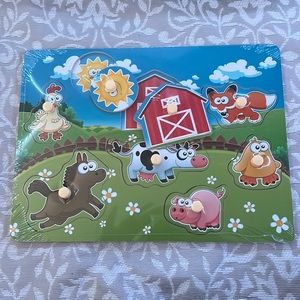 Wooden Peg Puzzle Board, Animal Knob Puzzle for Educational Toddlers, 8 Pieces